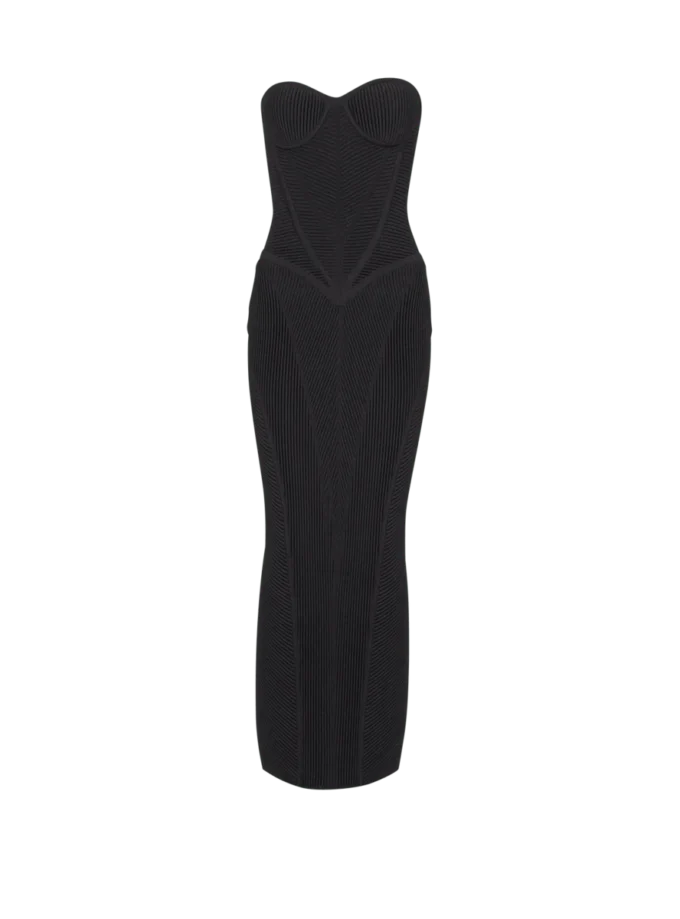 Langes trägerloses Strickkleid Langes trägerloses Strickkleid