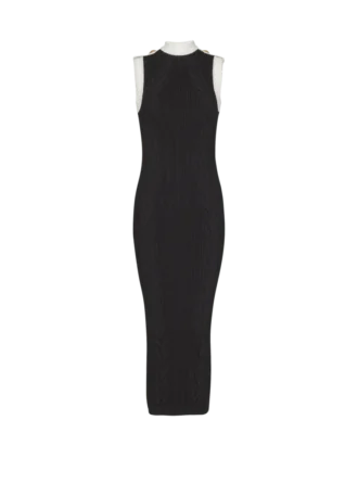 Langes zweifarbiges Kleid mit Zopfmuster