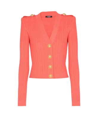 Langärmelige Strickjacke mit Zopfmuster