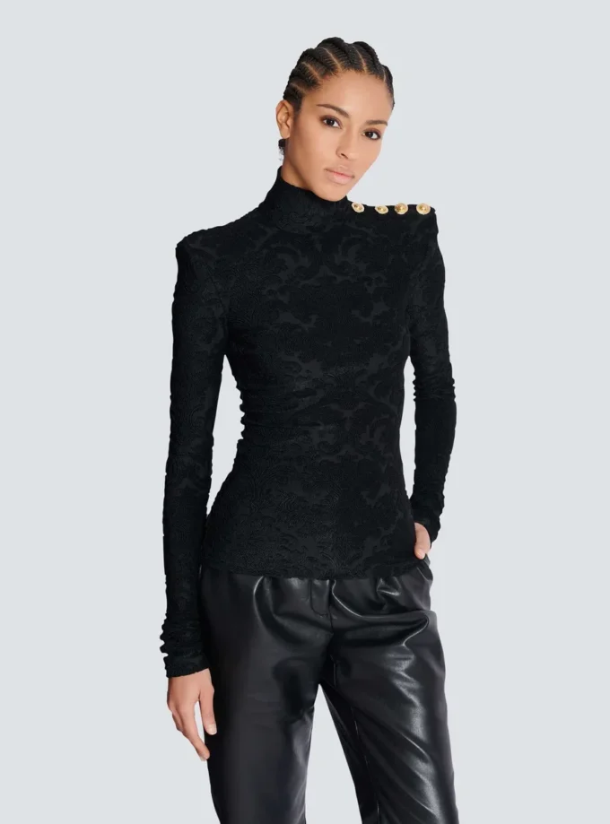 Langärmliges Oberteil mit Barockmuster