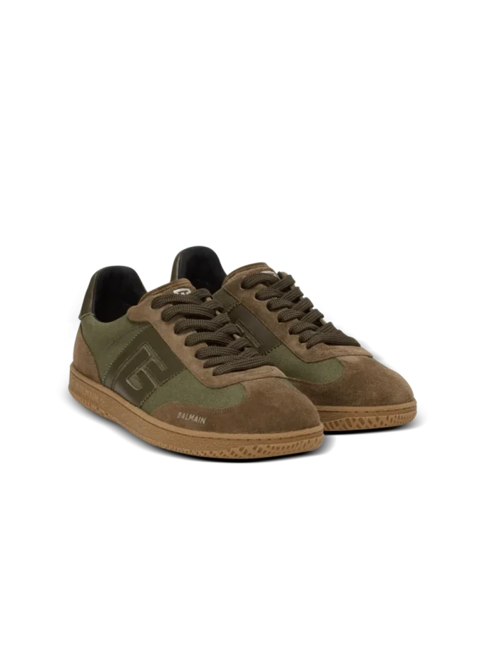 Leder und Canvas Balmain Swan Sneakers Leder und Canvas Balmain Swan Sneakers