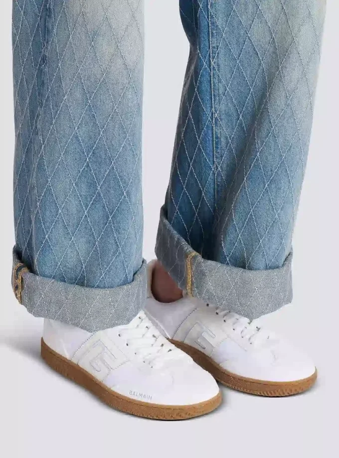 Leder und Canvas Balmain Swan Sneakers Leder und Canvas Balmain Swan Sneakers