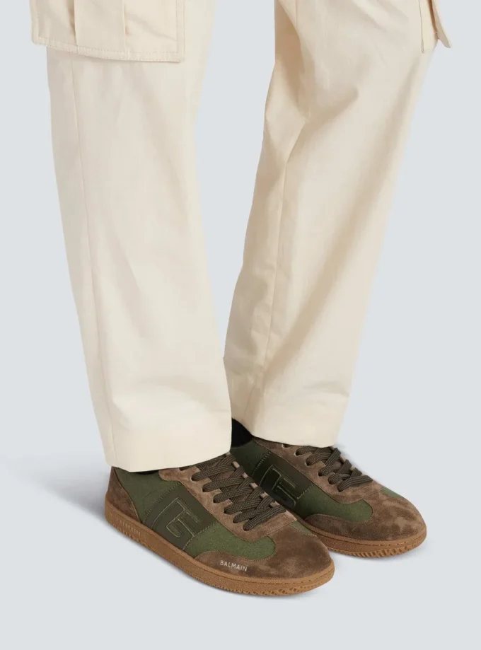 Leder und Canvas Balmain Swan Sneakers Leder und Canvas Balmain Swan Sneakers