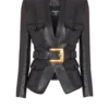 Lederjacke mit 1 Knopf und Gürtel