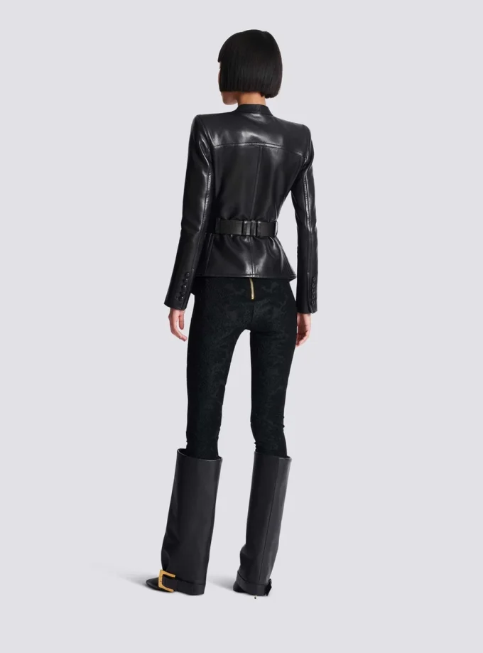 Lederjacke mit 1 Knopf und Gürtel