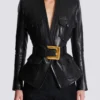 Lederjacke mit 1 Knopf und Gürtel