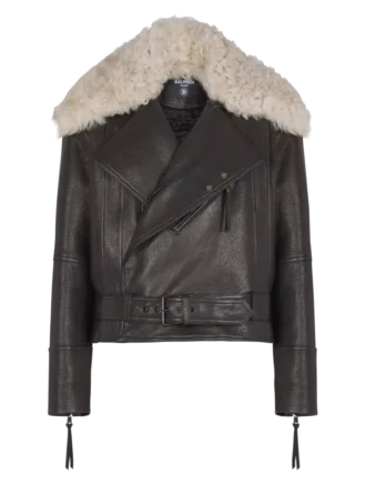 Lederjacke mit Lammfellkragen