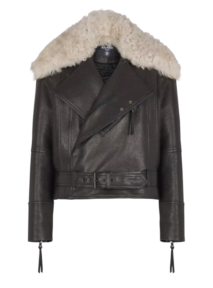 Lederjacke mit Lammfellkragen Lederjacke mit Lammfellkragen