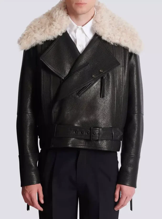 Lederjacke mit Lammfellkragen Lederjacke mit Lammfellkragen