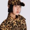 Lederkappe im Ponyskin-Stil mit Leopardenmuster