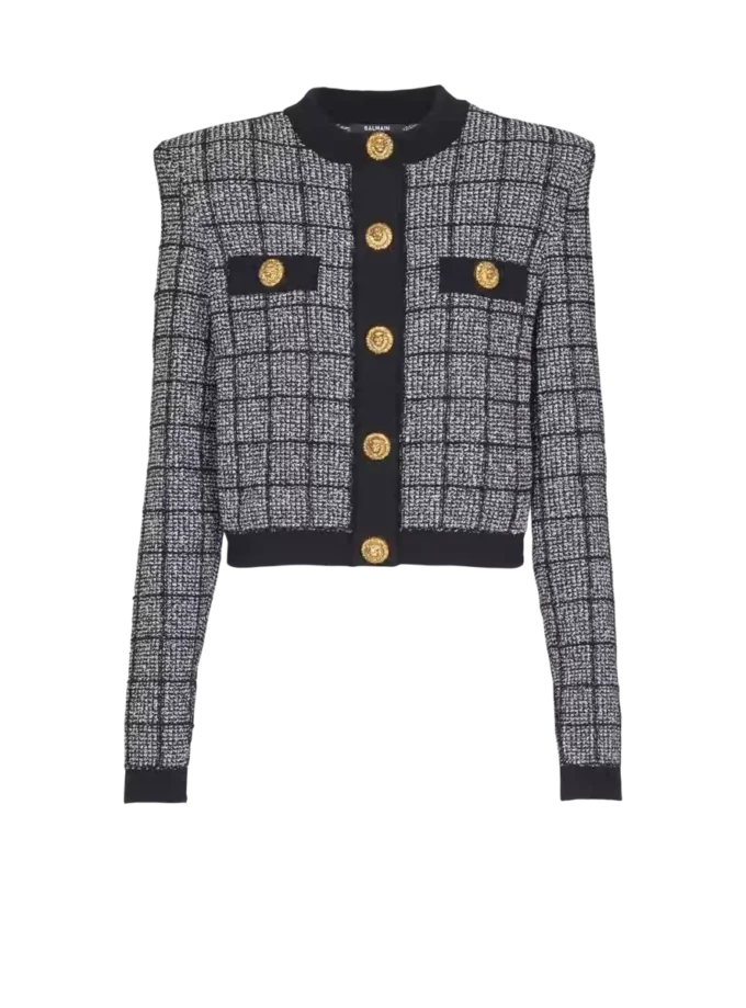 Leichte Tweed-Strickjacke Leichte Tweed-Strickjacke