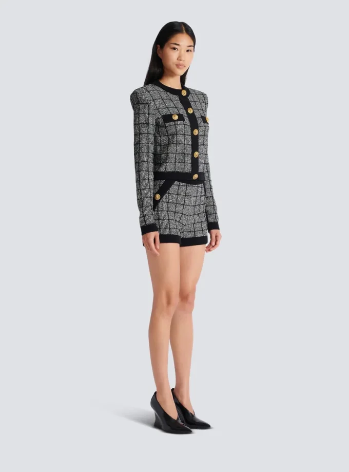Leichte Tweed-Strickjacke Leichte Tweed-Strickjacke