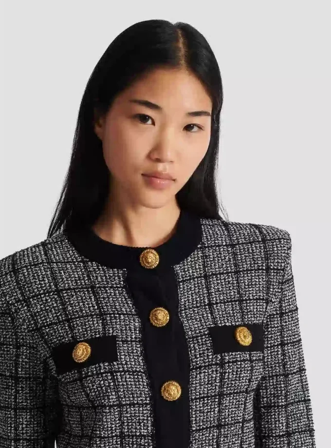Leichte Tweed-Strickjacke Leichte Tweed-Strickjacke