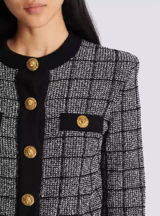 Leichte Tweed-Strickjacke Leichte Tweed-Strickjacke