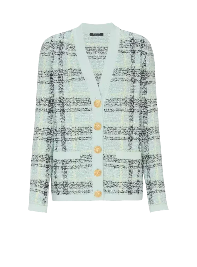 Lockere Glitzer-Tweed-Strickjacke Lockere Glitzer-Tweed-Strickjacke