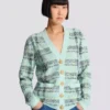 Lockere Glitzer-Tweed-Strickjacke Lockere Glitzer-Tweed-Strickjacke