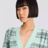 Lockere Glitzer-Tweed-Strickjacke Lockere Glitzer-Tweed-Strickjacke