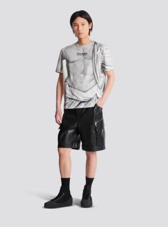 Logo-T-Shirt mit Statue-Print