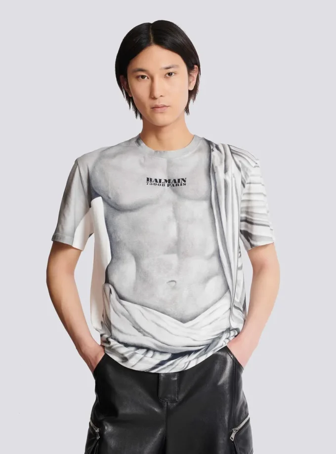 Logo-T-Shirt mit Statue-Print Logo-T-Shirt mit Statue-Print