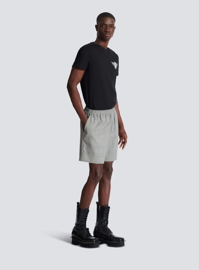 Lässige Shorts aus Prince-of-Wales-Satin Lässige Shorts aus Prince-of-Wales-Satin