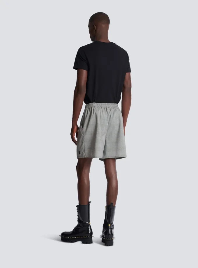 Lässige Shorts aus Prince-of-Wales-Satin Lässige Shorts aus Prince-of-Wales-Satin