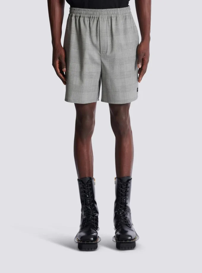Lässige Shorts aus Prince-of-Wales-Satin Lässige Shorts aus Prince-of-Wales-Satin