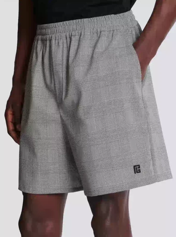 Lässige Shorts aus Prince-of-Wales-Satin Lässige Shorts aus Prince-of-Wales-Satin