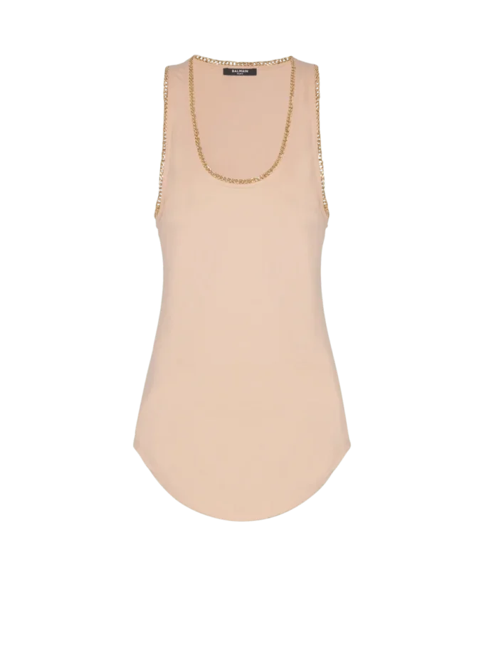 Lässiges Jersey-Tanktop mit Ketten Lässiges Jersey-Tanktop mit Ketten