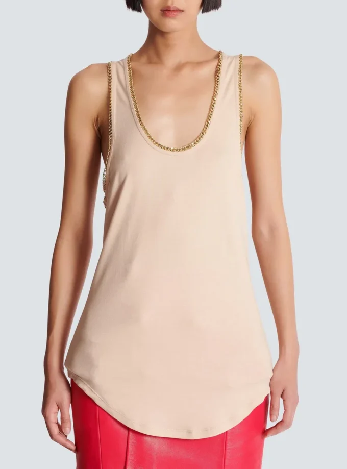 Lässiges Jersey-Tanktop mit Ketten Lässiges Jersey-Tanktop mit Ketten