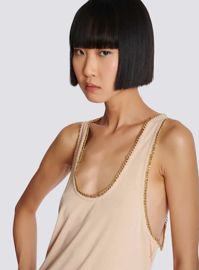 Lässiges Jersey-Tanktop mit Ketten Lässiges Jersey-Tanktop mit Ketten
