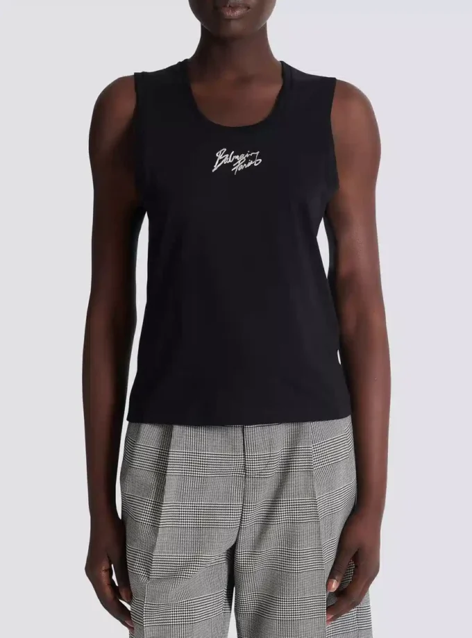 Lässiges Tanktop mit Balmain Paris Brush-Print Lässiges Tanktop mit Balmain Paris Brush-Print