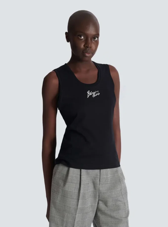 Lässiges Tanktop mit Balmain Paris Brush-Print Lässiges Tanktop mit Balmain Paris Brush-Print