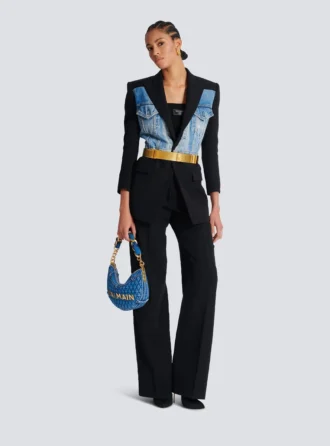Maßgeschneiderte Hose mit Grain-de-Poudre-Muster