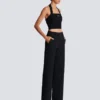 Maßgeschneiderte Hose mit Grain-de-Poudre-Muster Maßgeschneiderte Hose mit Grain-de-Poudre-Muster