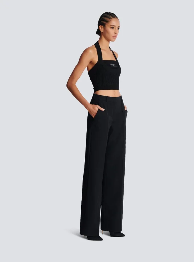 Maßgeschneiderte Hose mit Grain-de-Poudre-Muster Maßgeschneiderte Hose mit Grain-de-Poudre-Muster