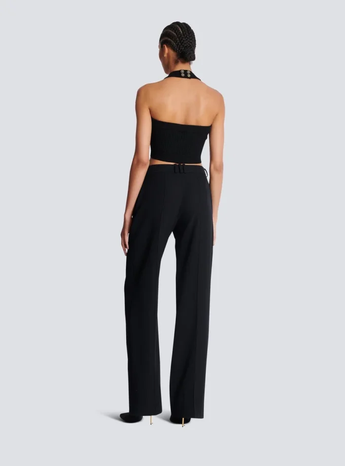 Maßgeschneiderte Hose mit Grain-de-Poudre-Muster Maßgeschneiderte Hose mit Grain-de-Poudre-Muster