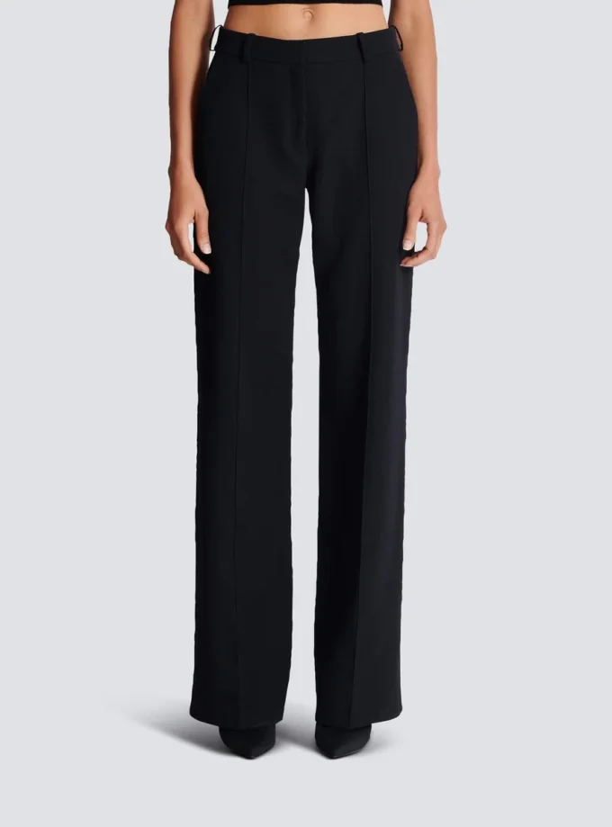 Maßgeschneiderte Hose mit Grain-de-Poudre-Muster Maßgeschneiderte Hose mit Grain-de-Poudre-Muster