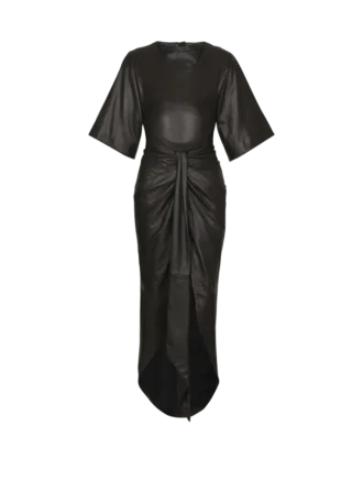 Maxikleid aus Lammleder mit Knoten