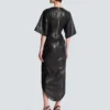 Maxikleid aus Lammleder mit Knoten Maxikleid aus Lammleder mit Knoten