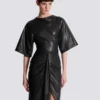Maxikleid aus Lammleder mit Knoten Maxikleid aus Lammleder mit Knoten