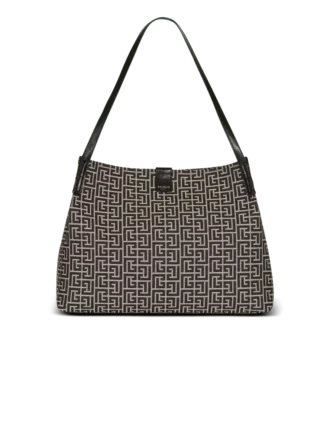 Medium Release Shopper Tasche aus Monogramm-Jacquard und Kalbsleder