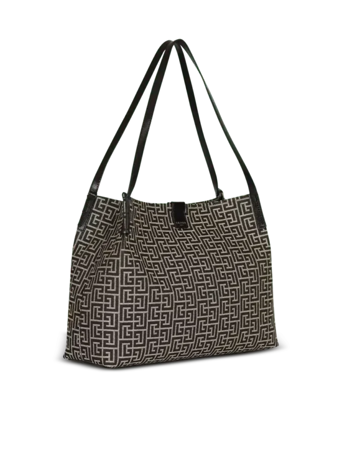 Medium Release Shopper Tasche aus Monogramm-Jacquard und Kalbsleder Medium Release Shopper Tasche aus Monogramm-Jacquard und Kalbsleder