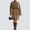 Midi-Rock aus Leder im Ponyfell-Look mit Leopardenmuster Midi-Rock aus Leder im Ponyfell-Look mit Leopardenmuster