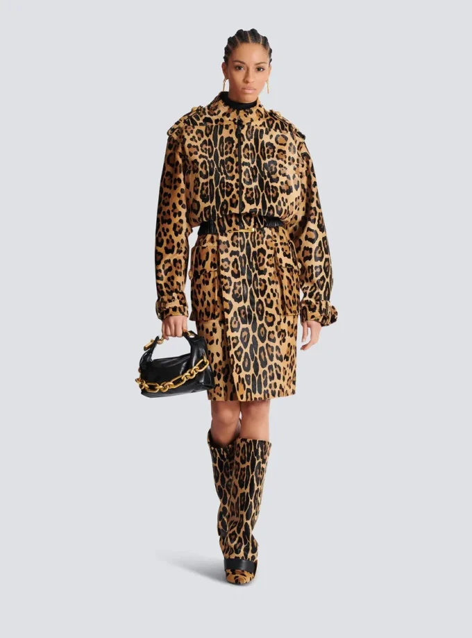 Midi-Rock aus Leder im Ponyfell-Look mit Leopardenmuster Midi-Rock aus Leder im Ponyfell-Look mit Leopardenmuster