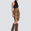 Midi-Rock aus Leder im Ponyfell-Look mit Leopardenmuster Midi-Rock aus Leder im Ponyfell-Look mit Leopardenmuster