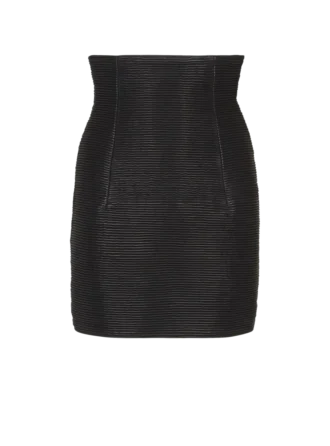 Minirock aus Lammleder mit hoher Taille und Rollsaum
