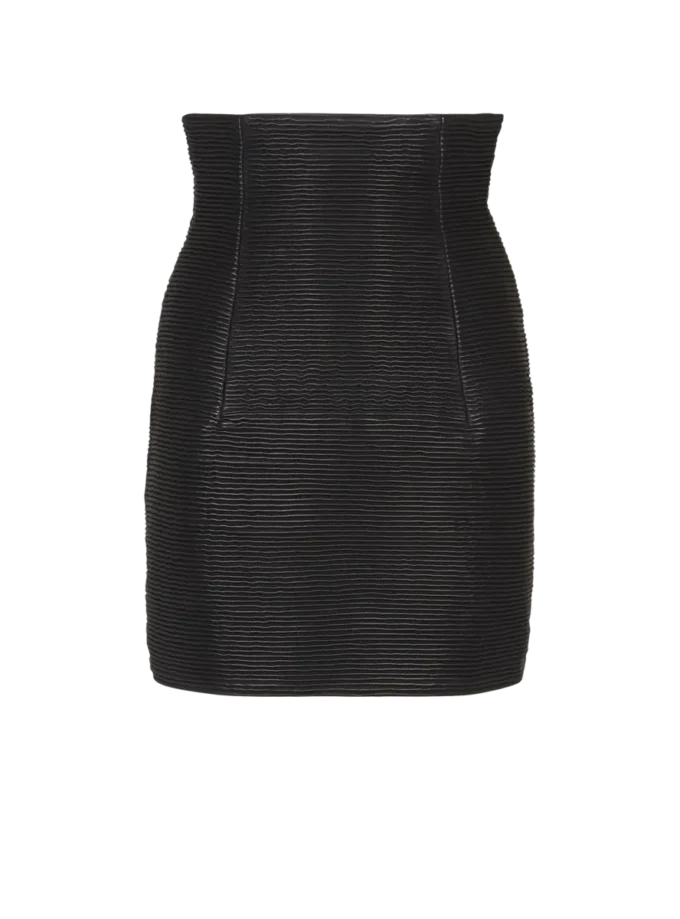 Minirock aus Lammleder mit hoher Taille und Rollsaum Minirock aus Lammleder mit hoher Taille und Rollsaum