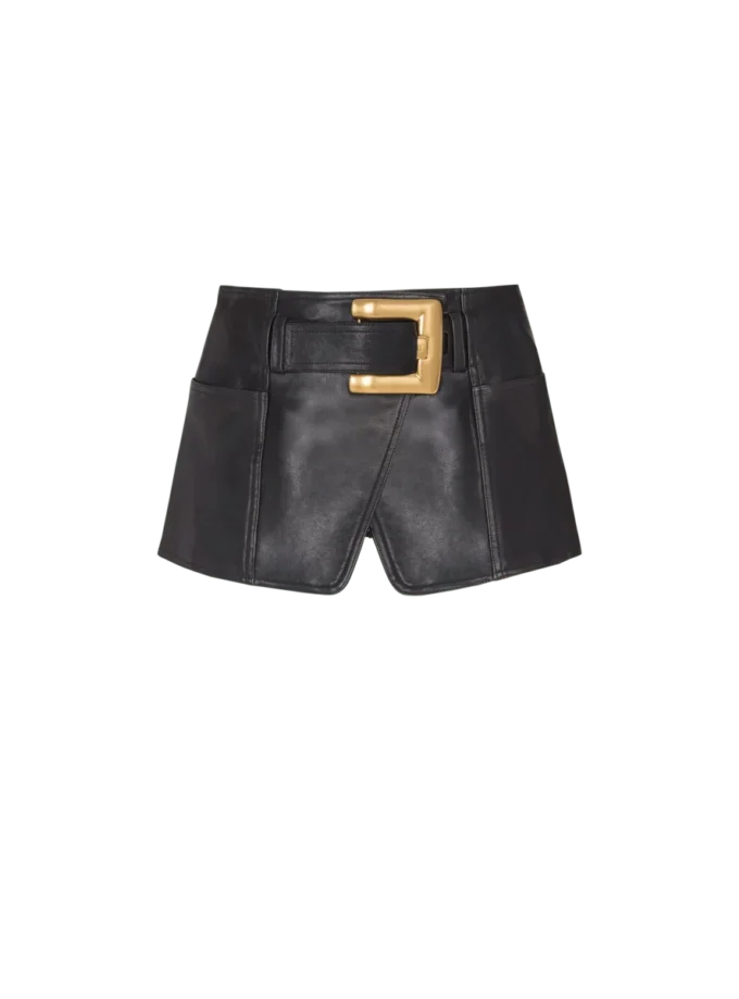 Minirock aus Leder mit Gürtel Minirock aus Leder mit Gürtel