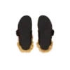Flache Mules aus Leder und Kunstfell Flache Mules aus Leder und Kunstfell