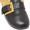 Flache Mules aus Leder und Kunstfell Flache Mules aus Leder und Kunstfell